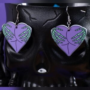 Pastel Heart Skellington Earrings